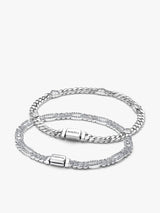 His and Hers Cuban Chain Heart and Oval Bracelet Set