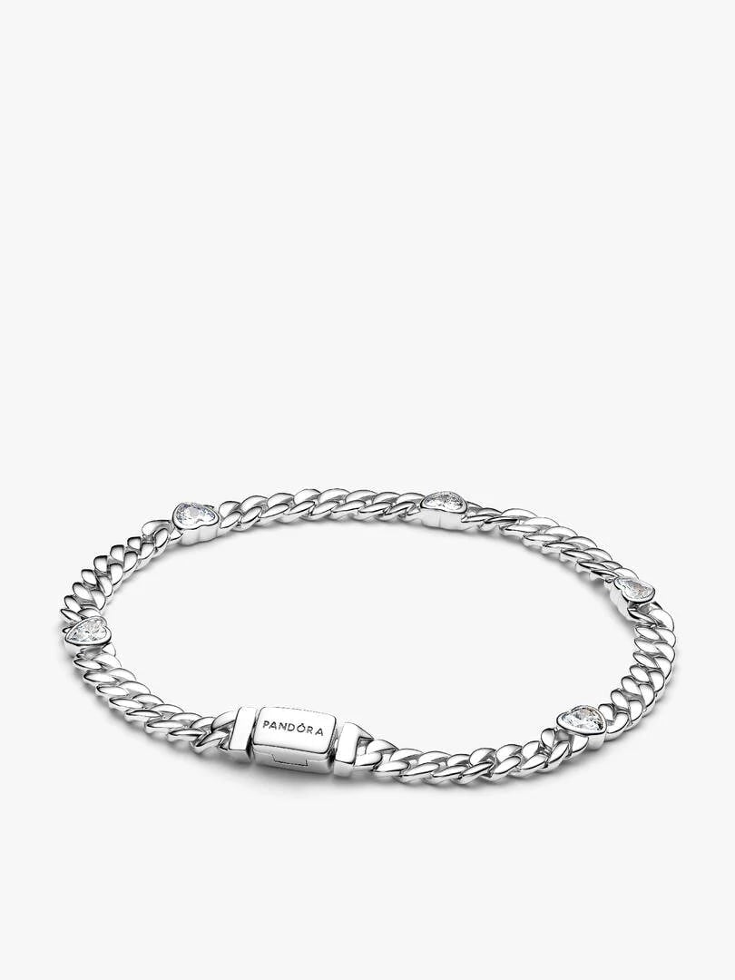 His and Hers Cuban Chain Heart and Oval Bracelet Set