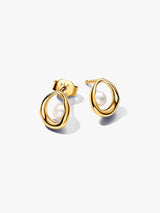 Organically Shaped Oval & Treated Freshwater Cultured Pearl Stud Earrings