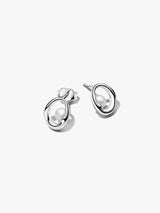 Organically Shaped Oval & Treated Freshwater Cultured Pearl Stud Earrings