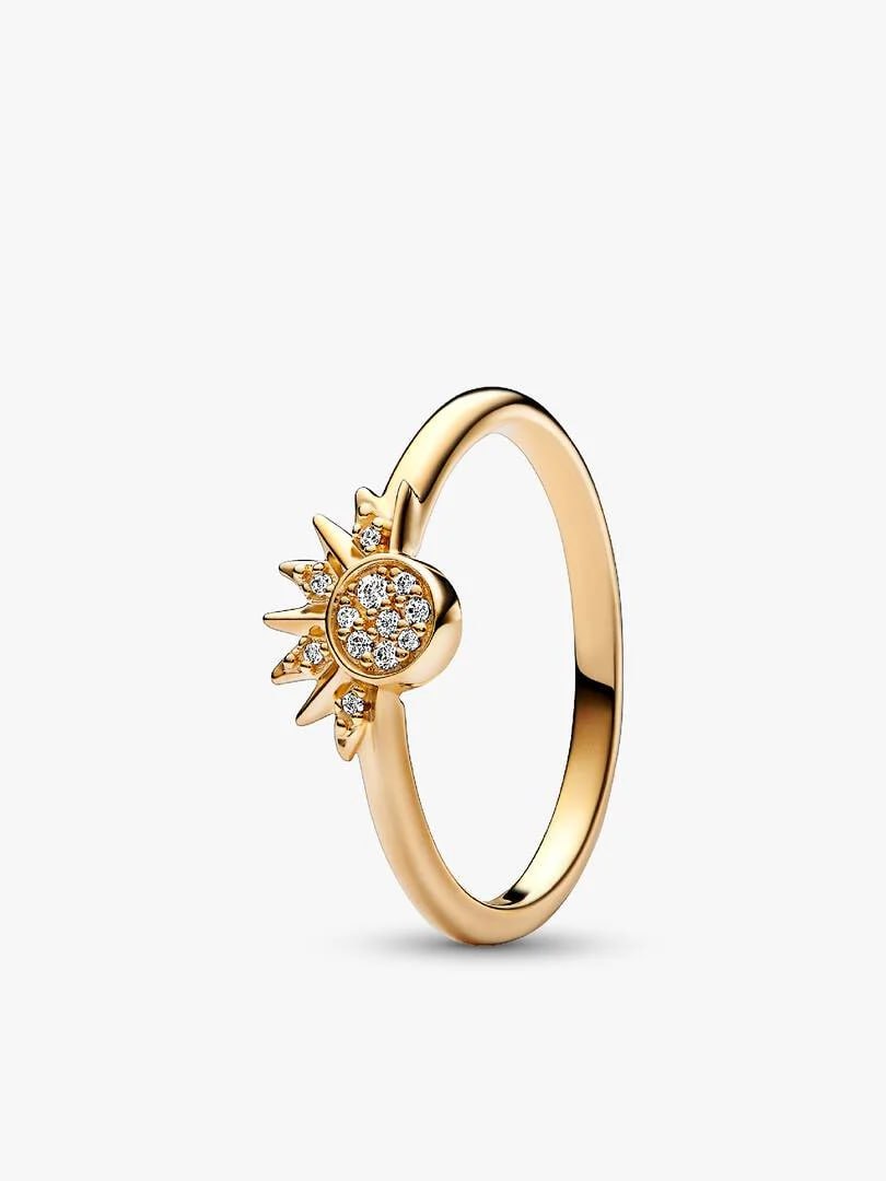 Celestial Sparkling Sun and Moon Ring Set